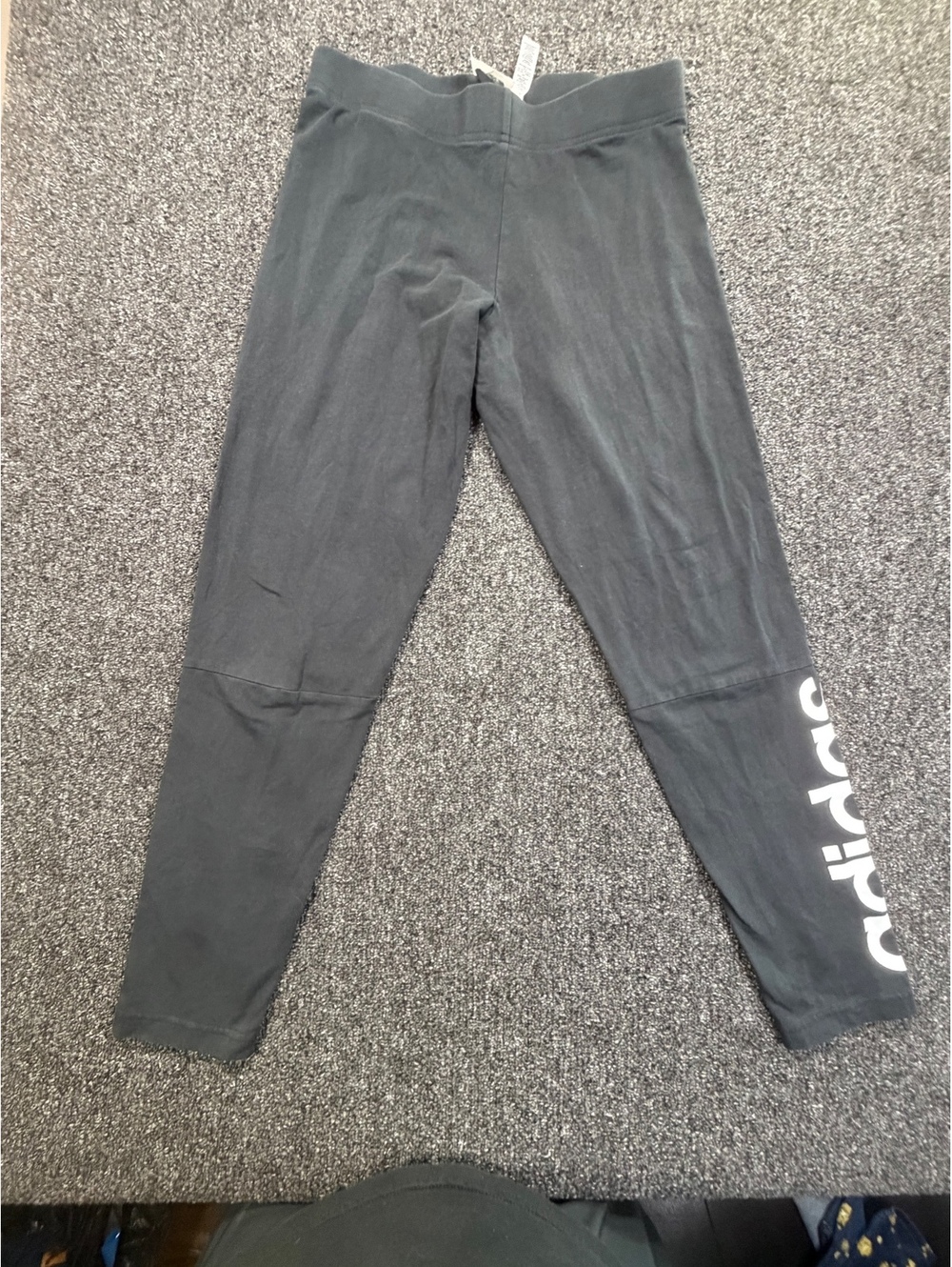 Adidas Black Athletic Leggings with White Logo Print, Size M